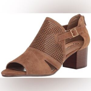 Bella Vita Brown Mules with Chunky Heel and Side Cutouts
